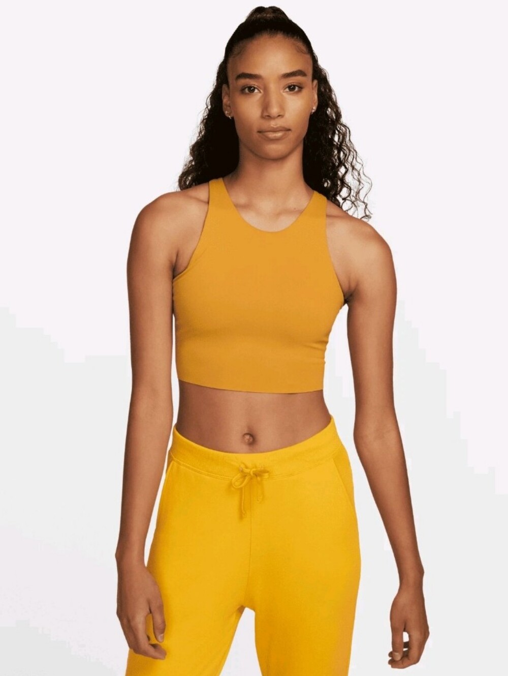 Nike Yoga Women's Yoga Dri-FIT Luxe Cropped Tank Top Gold Suede DQ6032 - Picture 2 of 10